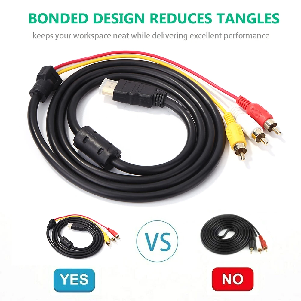 

Кабель HDMI-совместимый с RCA 1080P HDMI-совместимый штекер на 3RCA AV композитный Штекер Аудио Видео адаптер преобразователь шнур для HD TV