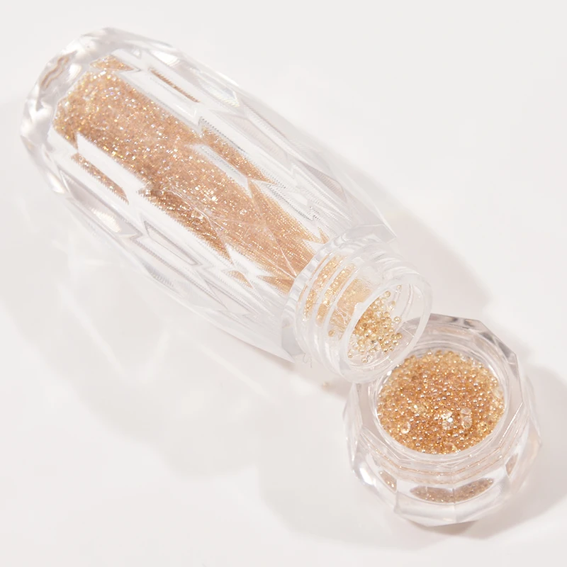 

1PC 10 Colors Nail Beads Crystal 0.6-0.8mm Iridescent Mini Round Micro Pi/xie Caviar Crystal Beads Two-tone Nail Art Glass Beads