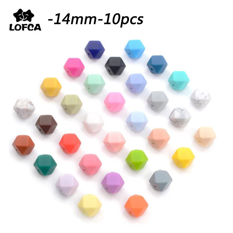 LOFCA 10 шт Мини шестигранные силиконовые бусины 14 мм Прорезыватель для зубов