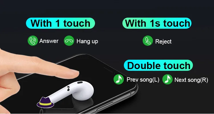 1:1 TWS беспроводные bluetooth наушники реплика для pods 2 наушники handfree шумоподавление в ухо Airplus-AI