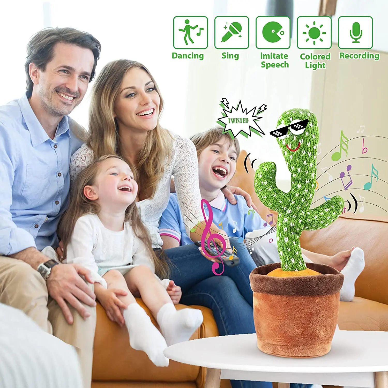 Dancing Cactus 120 Song Speaker Talking USB Charging Voice Repeat plush Cactu Dancer toy talk Plushie Stuffed toys for Baby Girl
