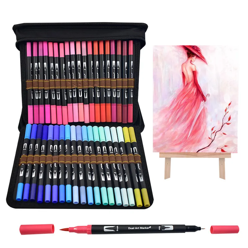 Акварельная ручка кисть маркеры Copic 120 цветные художественные с двойным