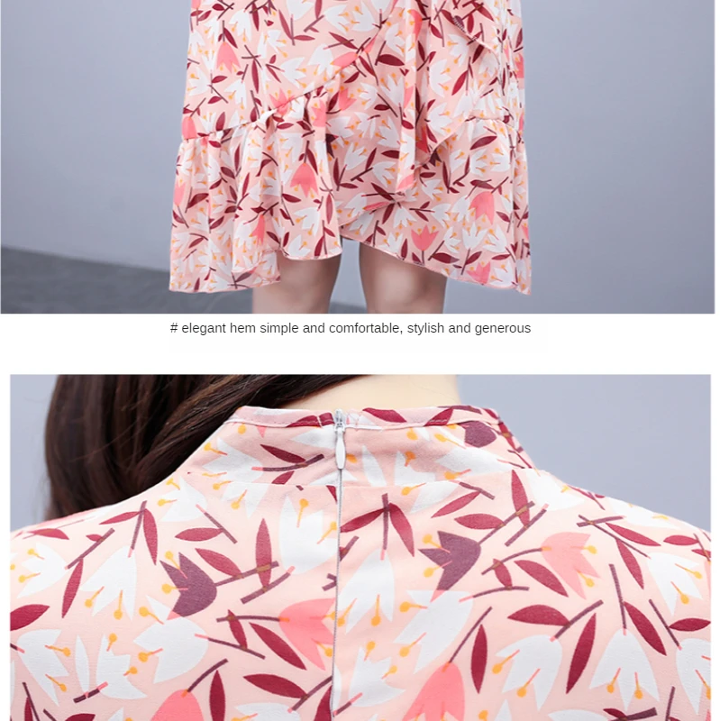 

Plus Size L-5XL Summer Floral Fashion Modern Trend Cheongsam Dress for Women Short Sleeve Qipao Traditional Chinese Clothes