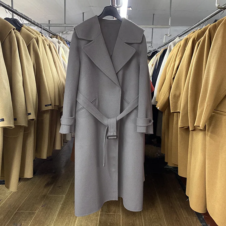 Корейский женский новый дизайн зимнее двустороннее шерстяное пальто длинный