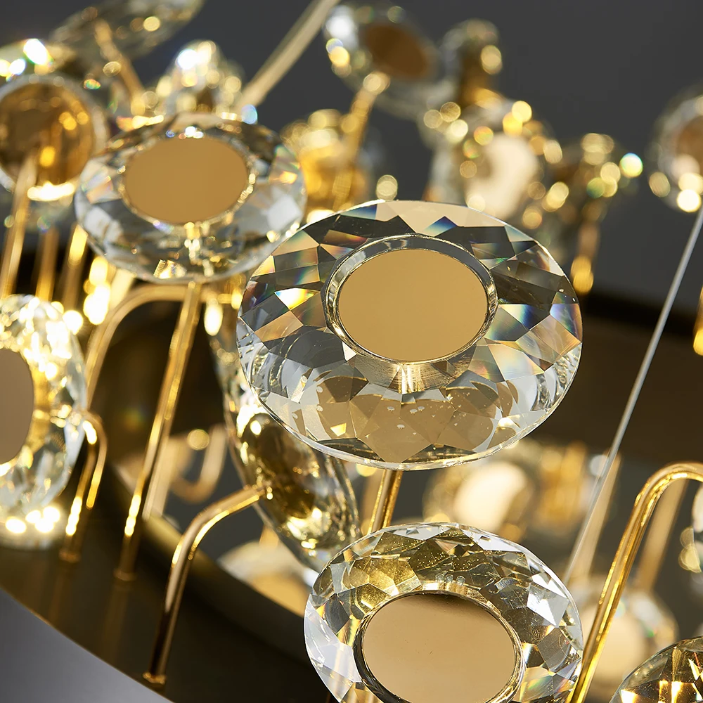 

1 Luxury Black/gold Chandelier Lighting for Dining Room Rectangle Hanging Light Fixtures Modern Kitchen Island Cristal Chandlier