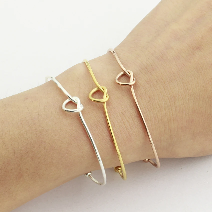 

Minimalist Knot Bangles Bracelet Femme Bridesmaid Party Jewelry Stainless Steel Wire Heart Bracelets Pulseras Mujer Moda 2021