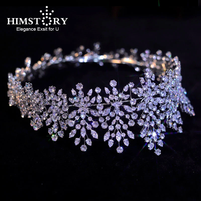 

Himstory Роскошные фианиты короны кубический цирконий Большой Королевский Свадебный тиары большая круглая красивая бижутерия для волос аксес...