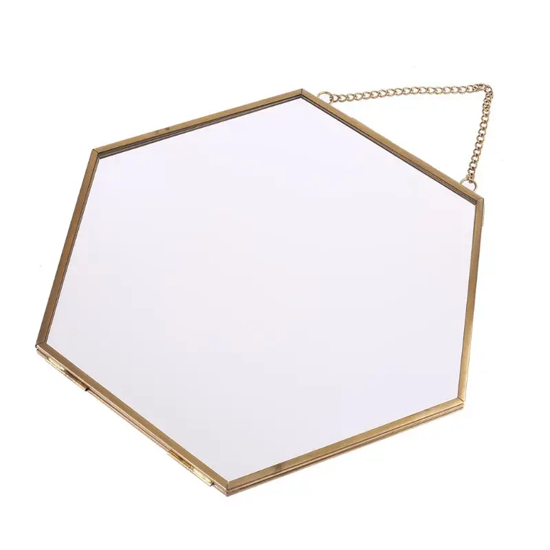 Шестигранная плавающая подвесная металлическая фоторамка стеклянная