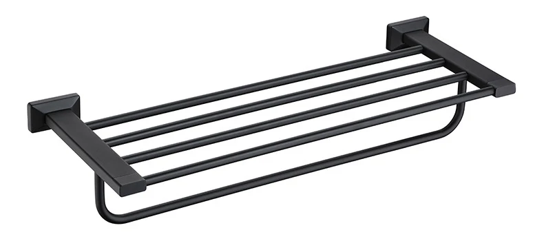 Towel rack Hongdec Роскошный Матовый черный набор аксессуаров для ванной из нержавеющей стали - Цвет: Towel rack