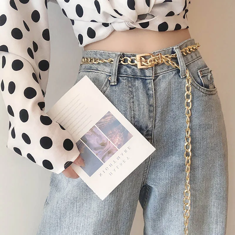 

Metal Chain Women Belt Gold Silver Waist Chain Dress Jeans Cool Girls Lady Waistband Accessories Body Chain Fashion
