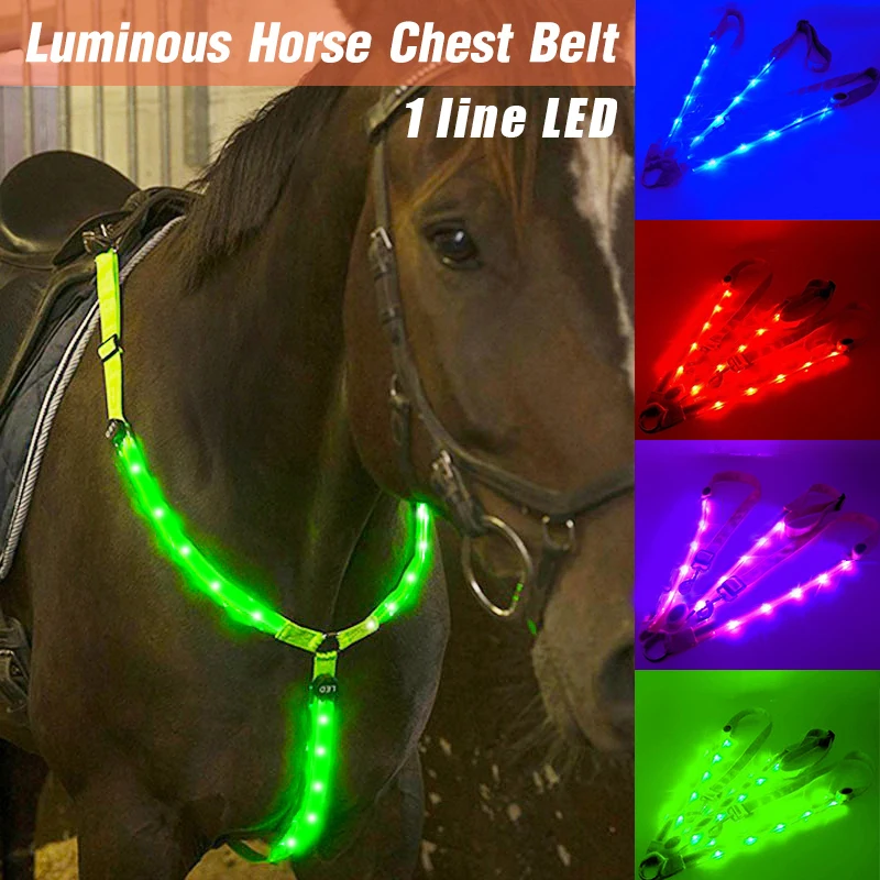

LED Horse Riding Belt Waterproof Nylon Horse Chest Belt Night Visible Breastplate Equitation Lighting Equestrian Equipment