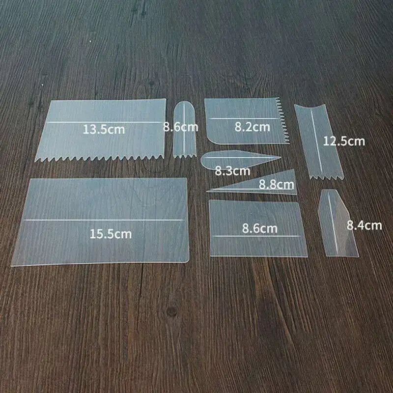 

Cake Scraper Cream Spatula Cake Baking Decorating Cutter Pastry Mold 9 Pcs Tools