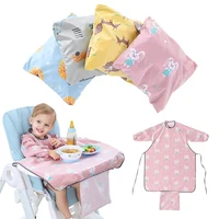 baby long sleeve bib set one piece baby bib coverall with table cloth baby saliva towel burp apron food feeding accessories