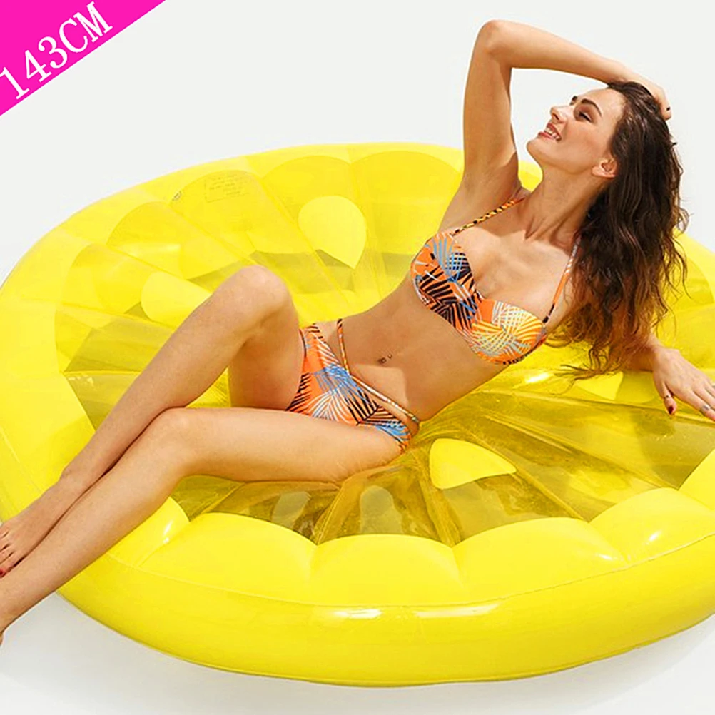 

1 PC Lemon Shape Float Bed Water Floating Cushion PVC Floating Row Inflatable Floating Bed Swimming Pool Mat for Women Kids