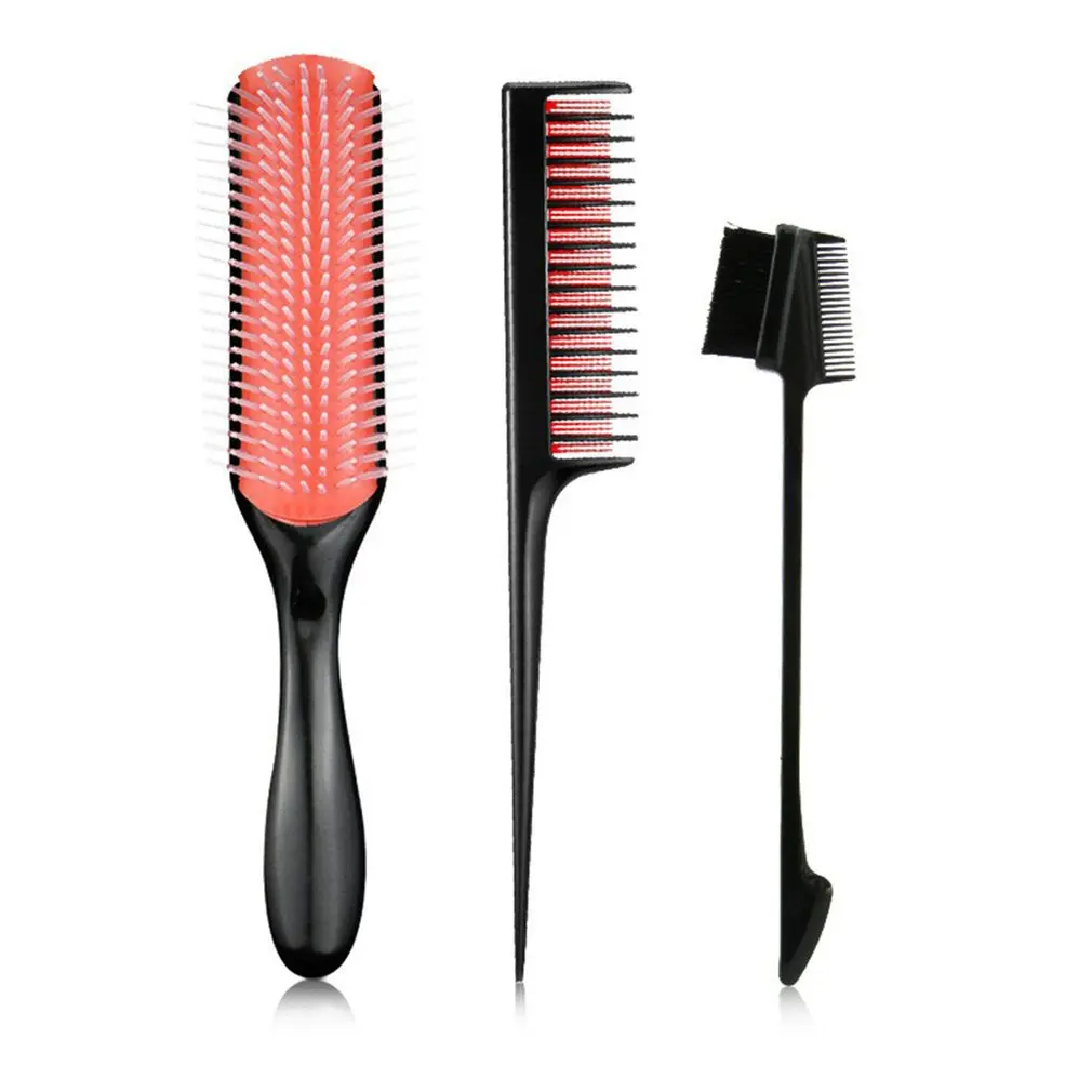 

Hair Brush Styling Detangling Rubber Bristle Detangler Shower Wavy Drying Plastic Comb Nine Rows Brush Dyeing Eyebrow Brush