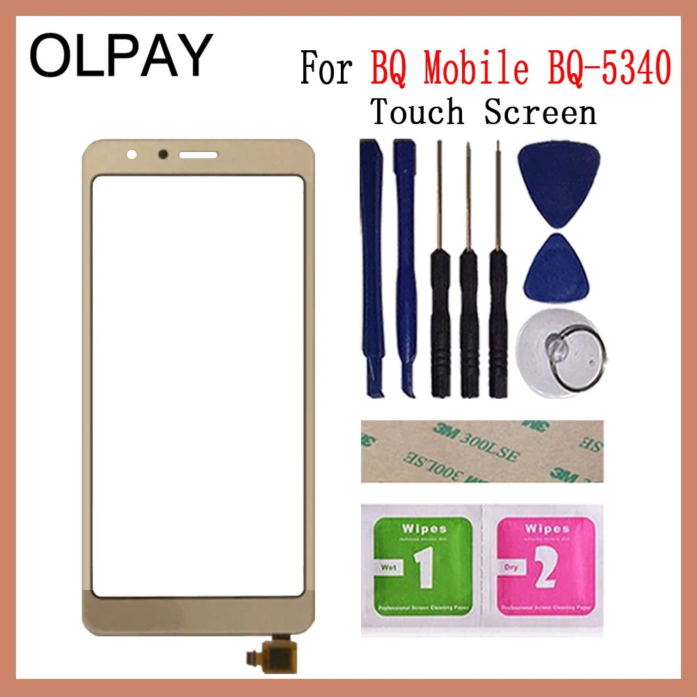Gold With Tools OLPAY 5.34 inch Touch Screen For BQ Mobile BQ-5340 BQ 5340 Touch Screen Digitizer Panel Front Glass Lens Sensor Repair And Tools - Цвет: Gold With Tools