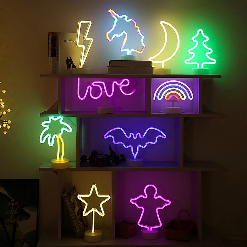 

Rainbow LED Neon Signs Light USB 12V Flamingo Unicorn Wedding Bar Shop Window Room Home Decor Bulb For Christmas Gift Table Lamp