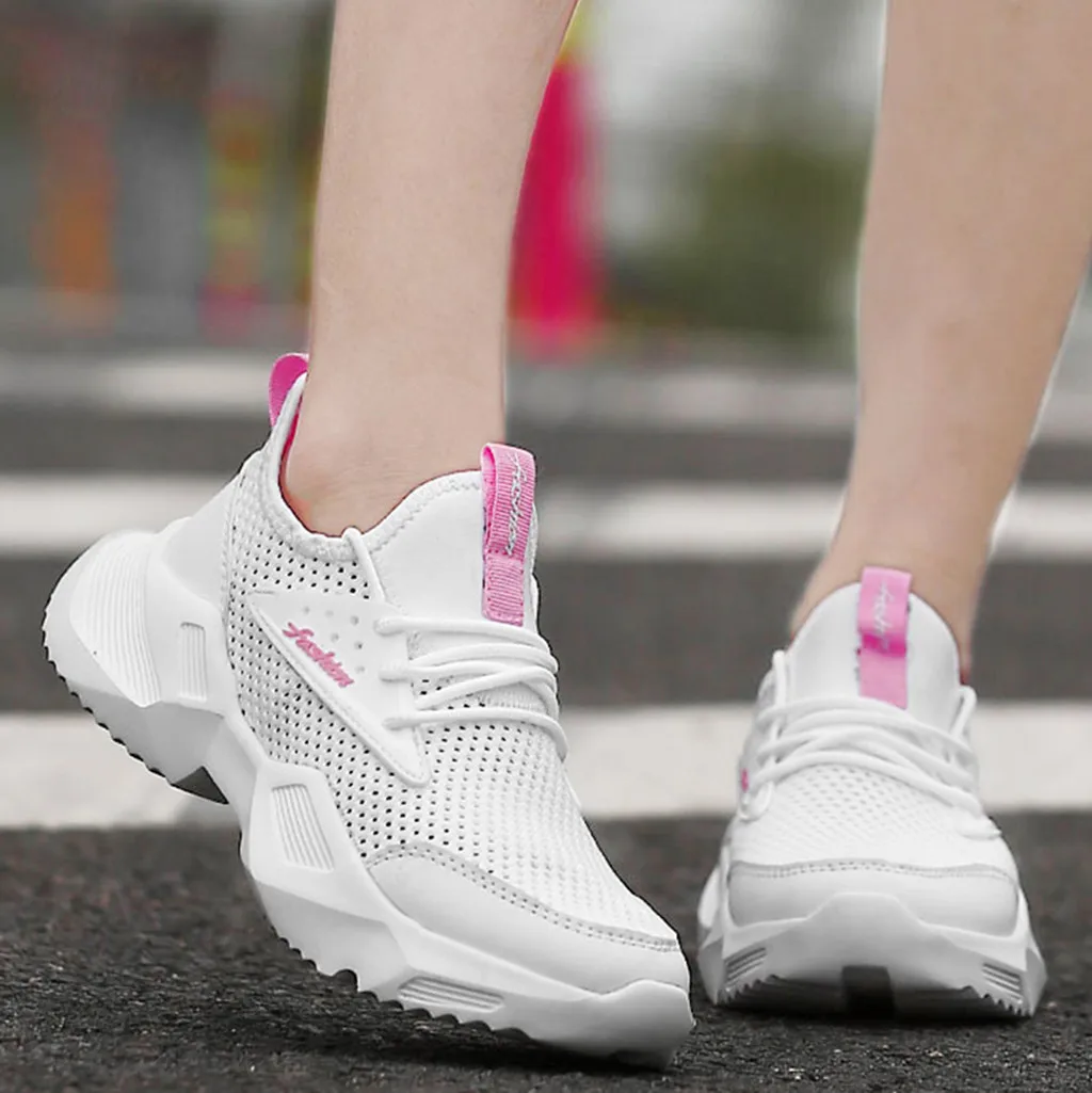 Дышащие повседневные женские кроссовки на шнуровке Модные Обувь для отдыха и