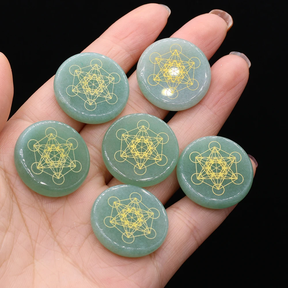 

Natural Stone Green Aventurine Beads Carved Metatron's Cube Polished Energy Bead for Women Meditation Divination Jewelry