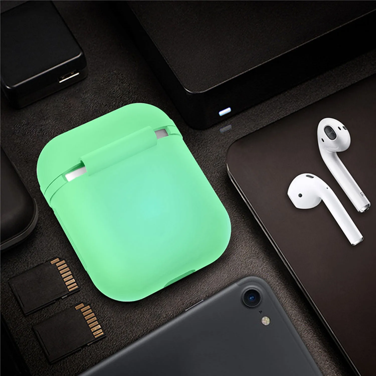 Силиконовый чехол для Apple AirPods Air Pods 1 2|glow in dark case|glow covercase cover |