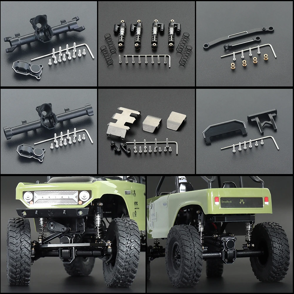 

Aluminum Skid Plate Shock Absorber Axle Housing Steering Link Chassis Set for 1/24 RC Crawler Axial SCX24 AXI90081 Upgrade Parts