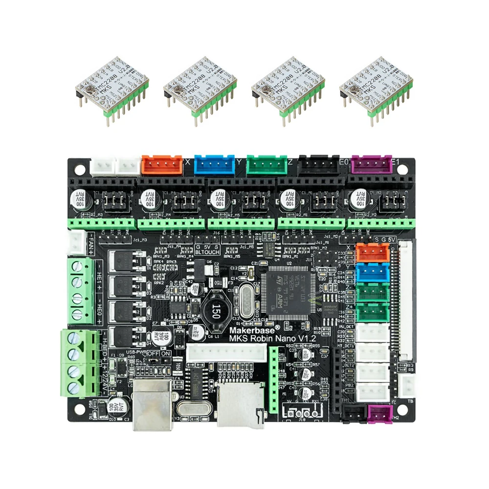

FLSUN MKS Robin Nano V1.2 board impressora 3d para Q5 QS SR delta velocidade com 4 drivers removíveis TMC 2208