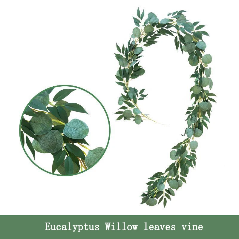 OHEART Новые DIY шелковые искусственные эвкалиптовые гирлянды растения Листья лозы