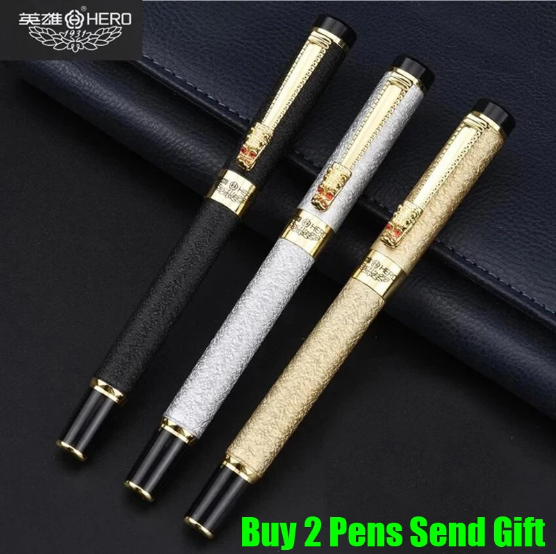 Горячая Распродажа брендовый металлический перьевой авторучка Hero с кристаллами
