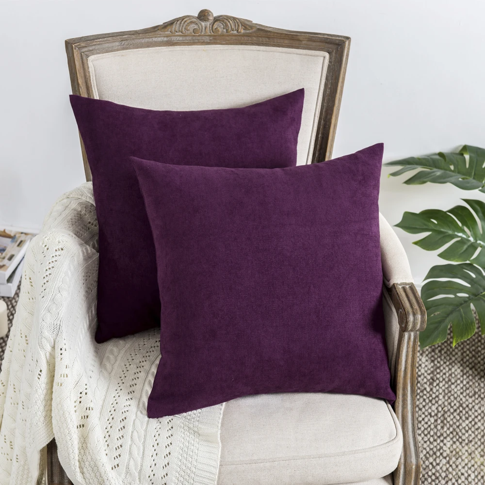 Современные однотонные фиолетовые бархатные наволочки для дивана кровати