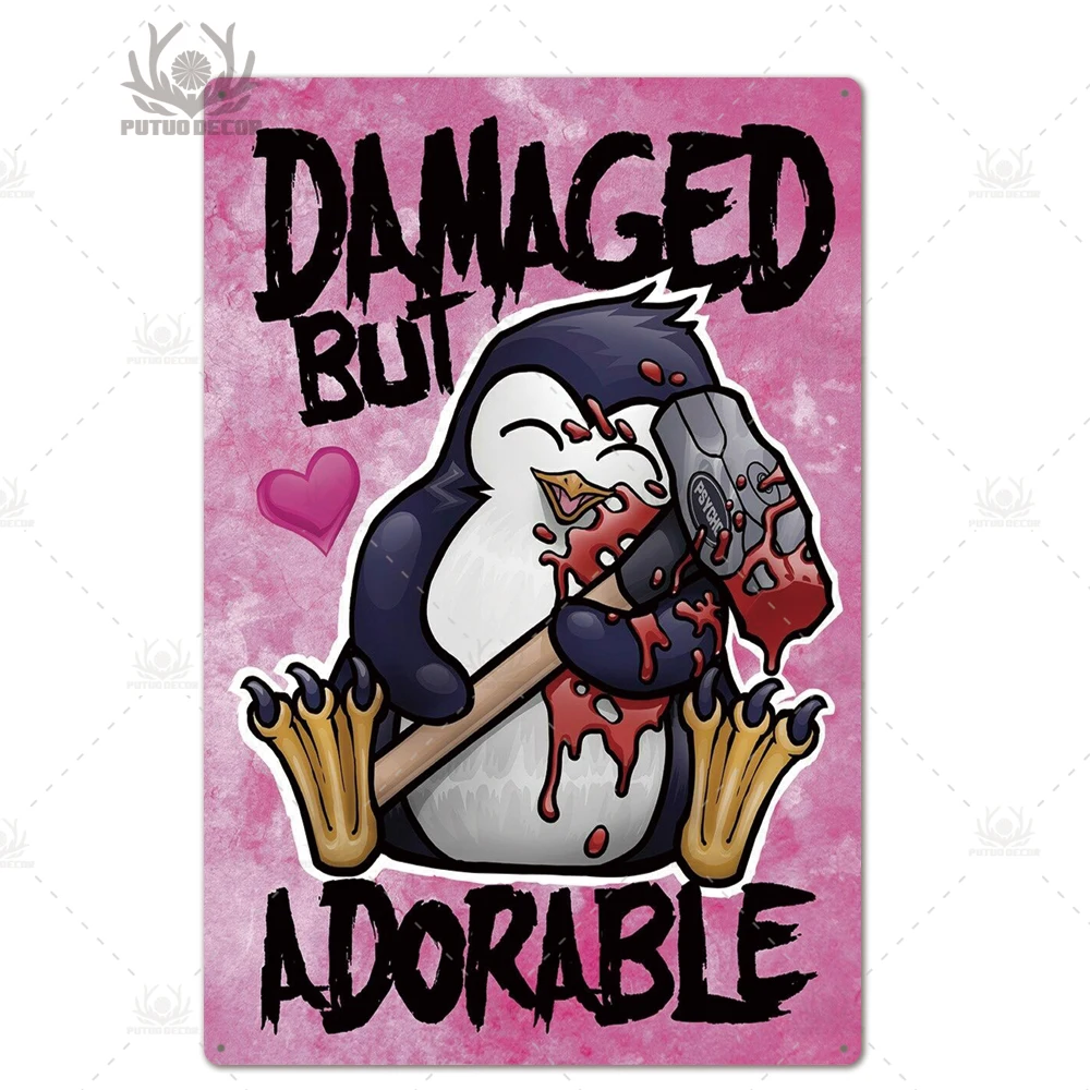 TH3022 Crazy Penguin металлический плакат Забавный металлический оловянный знак железная Живопись Домашний Декор декоративная металлическая тарелка Настенный декор - Цвет: TH3022