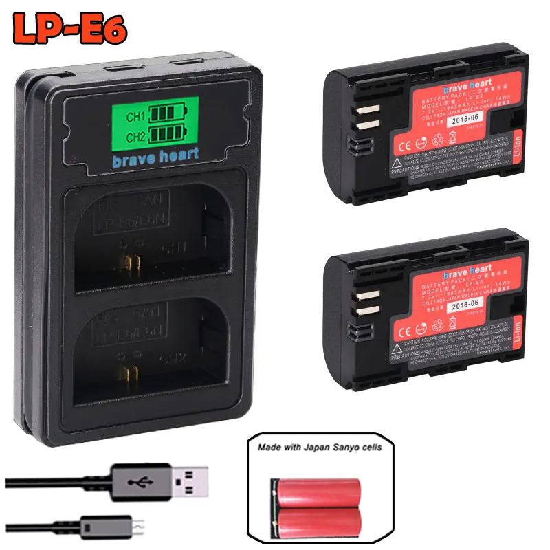 Декодированный lpe6 bateria lp e6 E6N LP-E6N LP-E6 батарея+ двойное зарядное устройство для Canon 5D Mark II Mark III 6D 7D 60D 60Da 70D 80D DSLR