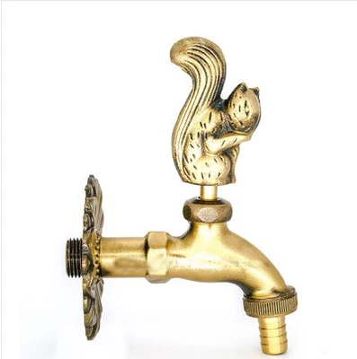 antique squirrel Наружный декоративный садовый кран в форме животного бибкок зеленый/античный латунный кран для швабра/садовый смеситель в форме животных - Цвет: antique squirrel