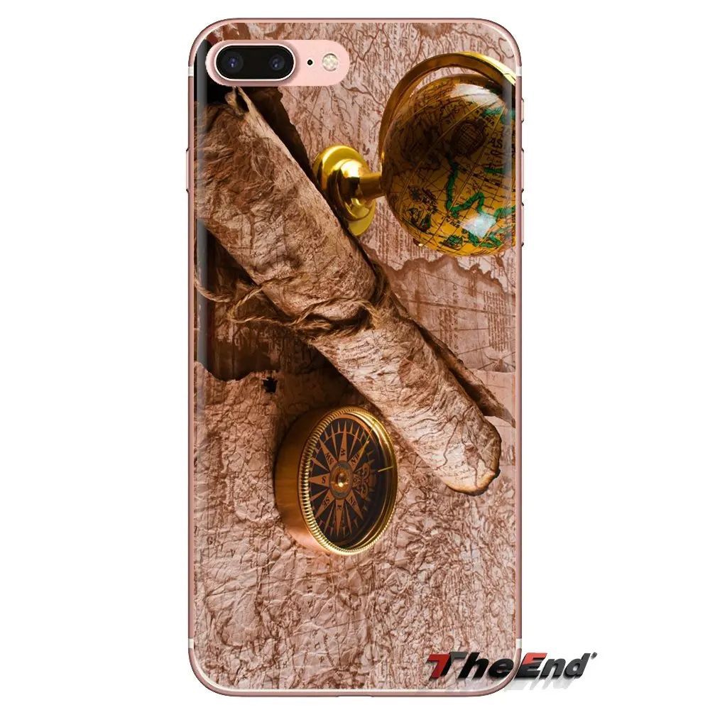 For HTC One U11 U12 X9 M7 M8 A9 M9 M10 E9 Plus Desire 630 530 626 628 816 820 830 Nautical Compass And Map Transparent Soft Case |