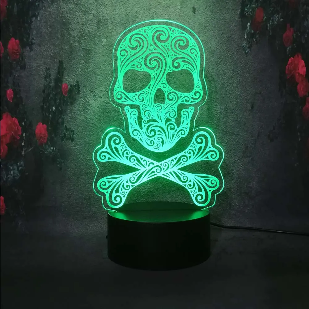 Страшная голова черепа показанная картина ночник 3D визуальная лампа Хэллоуин
