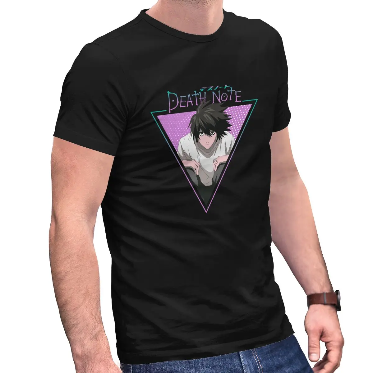 

Novelty L Death Note T Shirt Men Short Sleeve Pure Cotton T-shirt Leisure Japan Manga Anime Tee Tops Fashion Tshirt Gift Idea