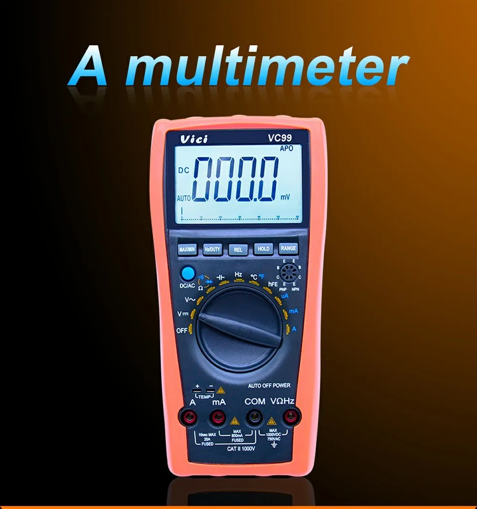 VICI VC99 3 6/7 цифровой мультиметр с автоматическим диапазоном 1000V 20A DC AC Напряжение Ток Сопротивление Емкость Тестер