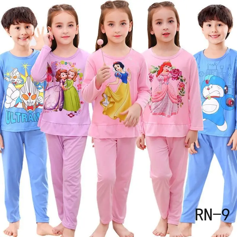 Модная детская пижама с героями мультфильмов комплект одежды для сна отдыха