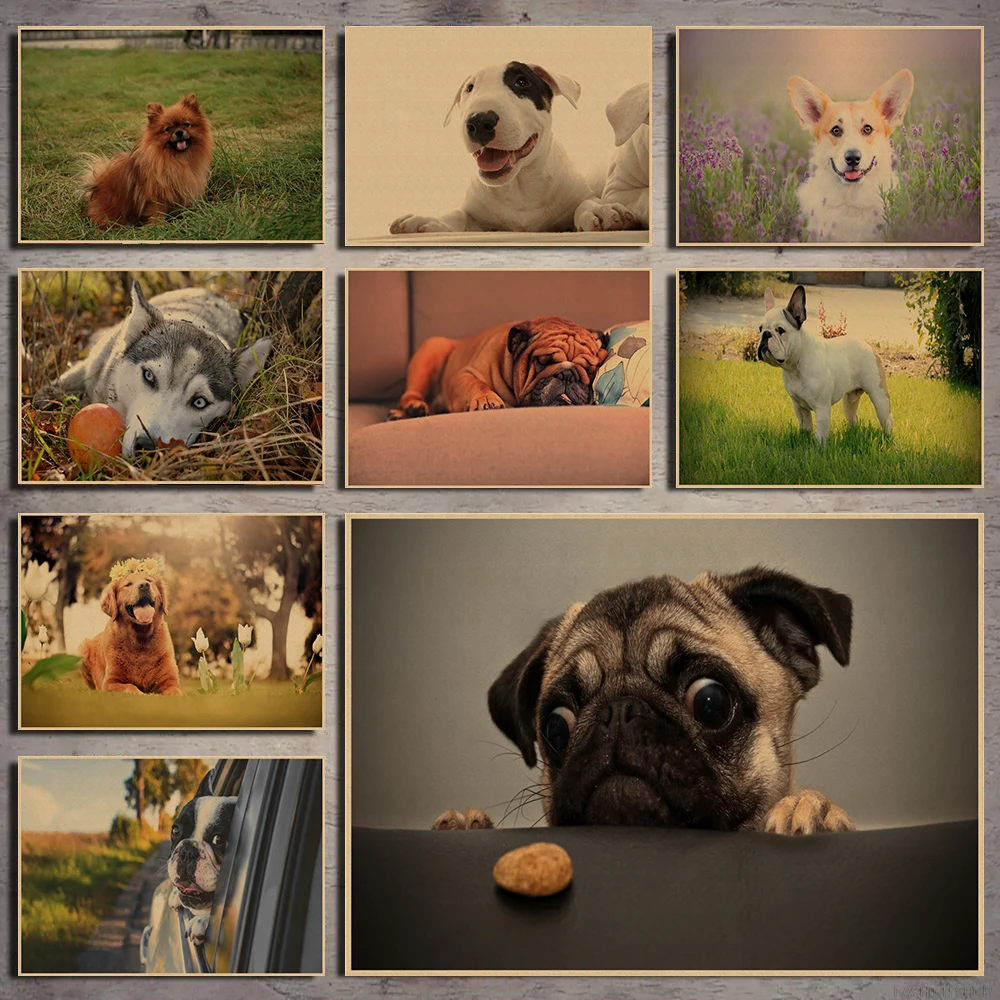 

Постер для собак, винтажная крафт-бумага, украшение для гостиной, бара/кафе/паба, художественные изделия для стен постер, подарок 42*30 см