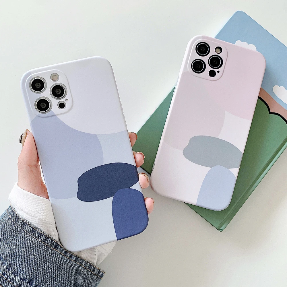 Чехол LACK с акварельным рисунком маслом для iphone 11 12pro Max XS XR 7 8Plus 12 матовый мягкий