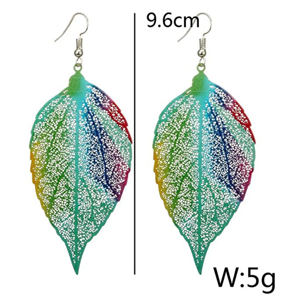 

New Design Bohemian Hollow Leaf Double Layer Multicolor Dangle Earrings Women's Accessories Earring Jewelry Party Gift Delicate