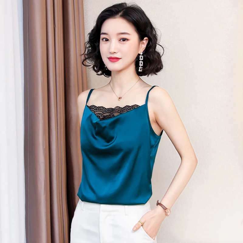 Корейская мода женские шелковые блузки топы кружевные лоскутные размера плюс