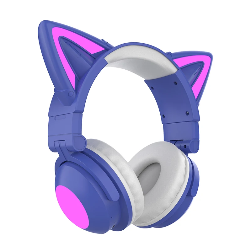 

Earphone Bluetooth New Bluetooth 5.0 Headset Wireless Headset with High-definition Microphone Cat Ears Cute LED Light Gift Girl