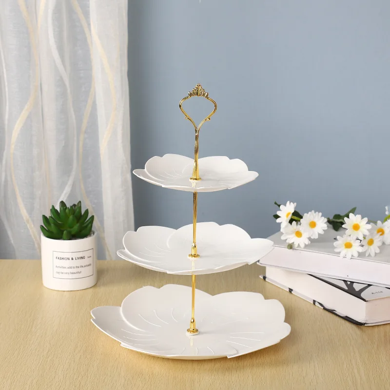 

3 яруса кружевных цветок подставка для свадебного торта свадебные фруктовые тарелки вечерние посуда Пластик лоток Дисплей стеллаж для выст...