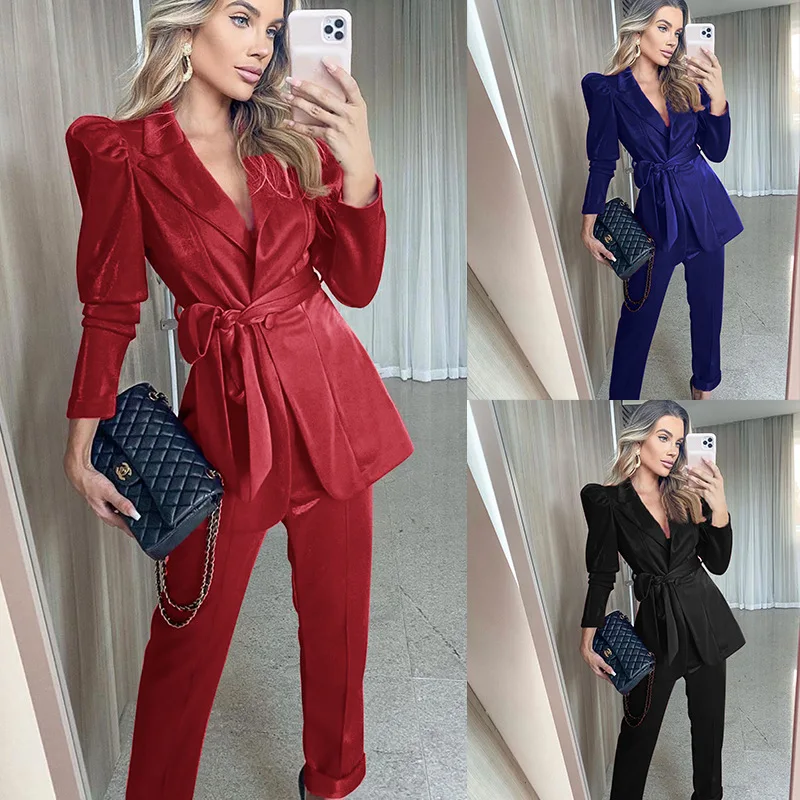 

Work Pant Suits OL 2 Piece Set for Women Business Interview Suit Set Uniform Blazer and Pencil Pant Office Lady Suit