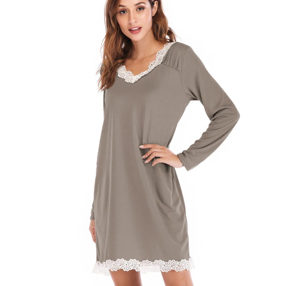 

2021 Summer New Fashion Lace Long Sleeve Loose Dress long sleeve dress