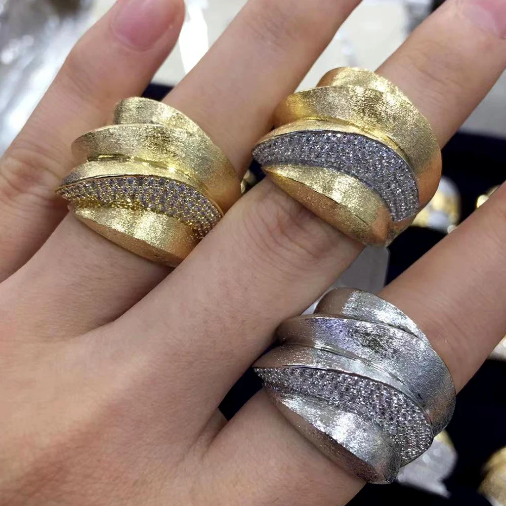 

missvikki Luxury Trendy Vintage golden Rings Jewelry Saudi Arabic Dubai Ring aretes de mujer modernos High Quality 2021 New