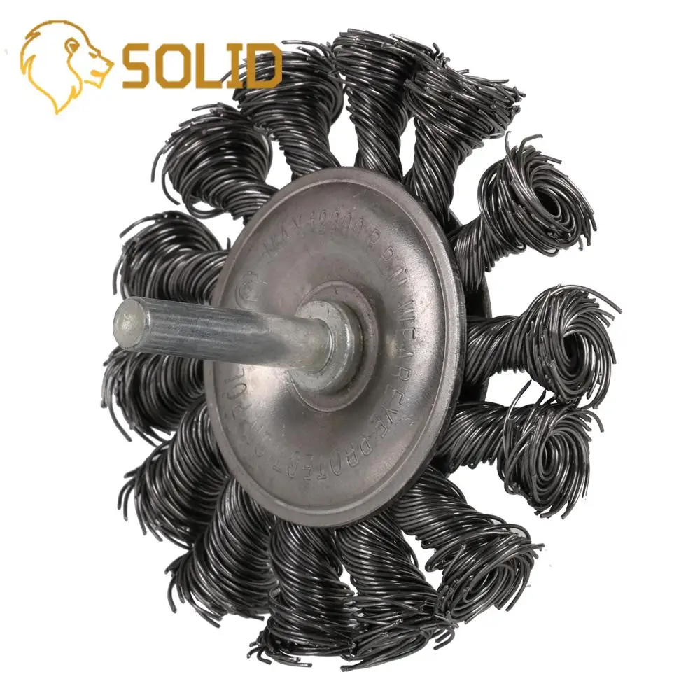 

3 Inch Knotted Twisted Wire Wheel with 1/4 Inch Shank Heavy Duty Knotted Twisted Wire Wheel