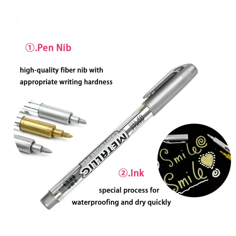 

Gold Silver Art Metallic Color Diy Album Scrapbooking Marker Pen Stationery Papelaria School Stationery Supplies