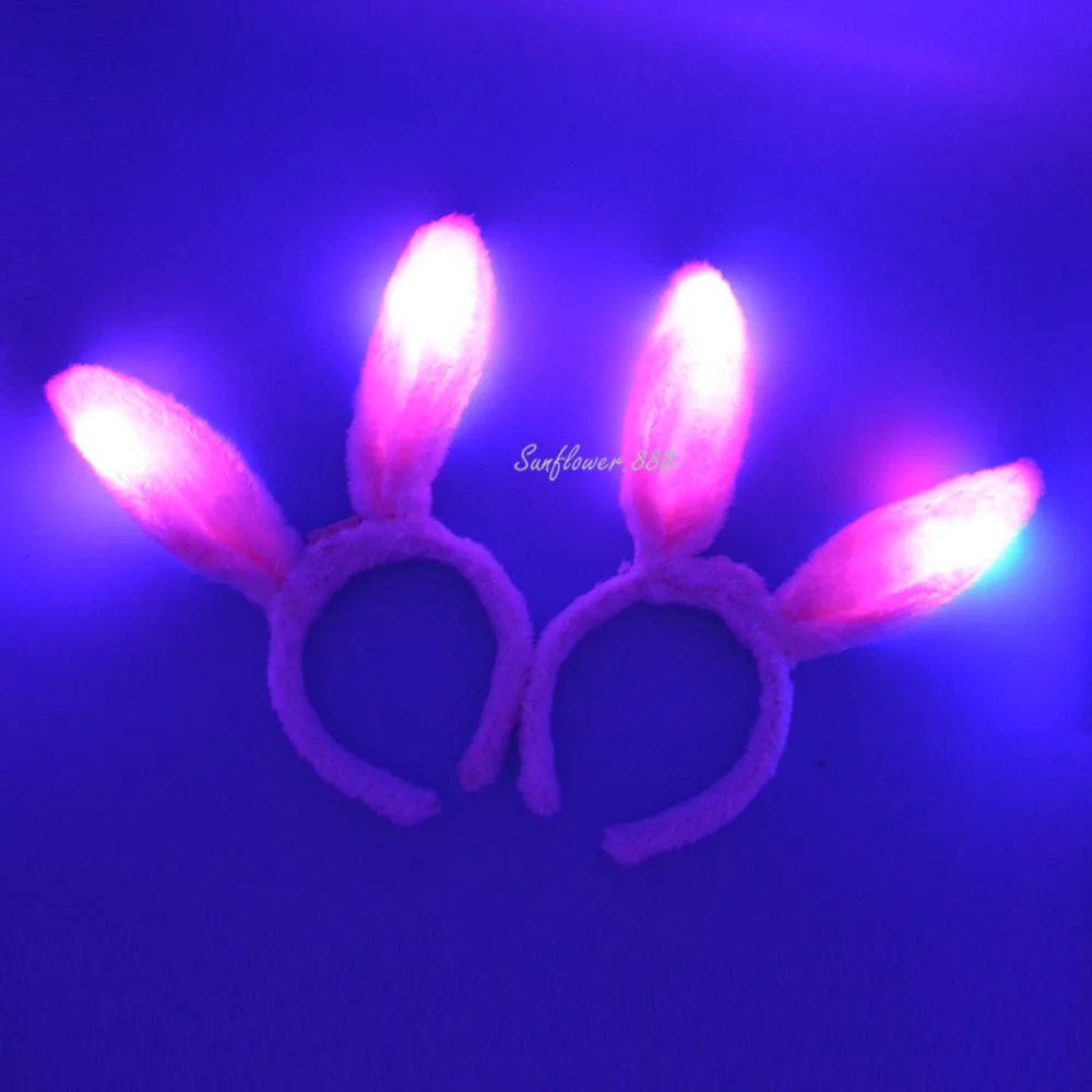 Women Girl Light Up Pink Bunny Ears Headband LED Flashing Easter Hairband Adults Children Party Hair Halloween Christmas|hair accessories|party hair