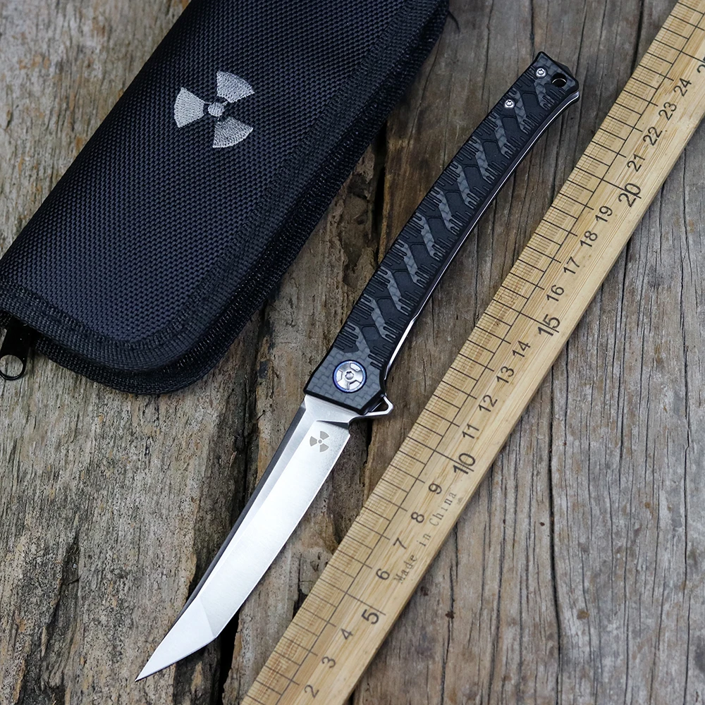 

JUNGLE KNIFE JR3406 D2 steel blade katana folding knife with carbon fiber handle outdoor camping tactical kitchen fruit knife